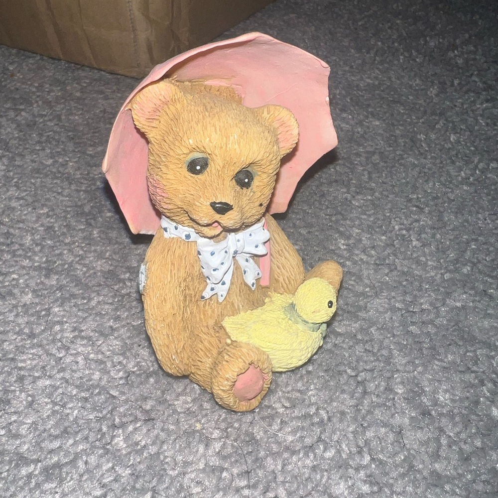 Adorable Bear Figurine with Duck
